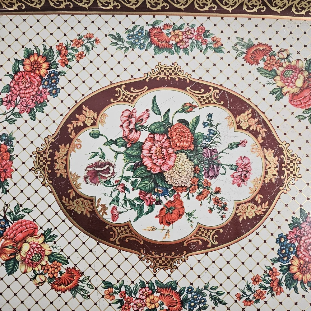 Vintage Daher Decorated Ware Floral Metal Decorative Serving/Display Tray